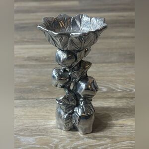 Arthur Court Candleholder Cast Metal Apple Blossom Whimsy Cottagecore Vtg 1995